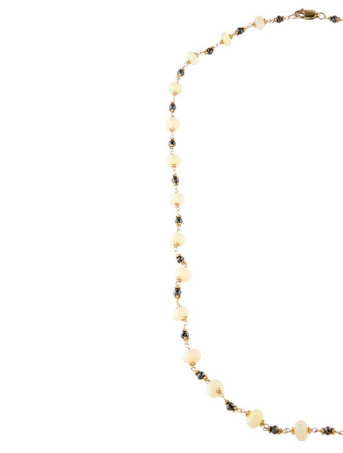 Necklace 14K Opal & Diamond Bead Strand Necklace