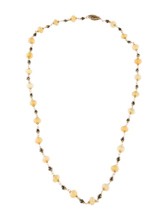 Necklace 14K Opal & Diamond Bead Strand Necklace