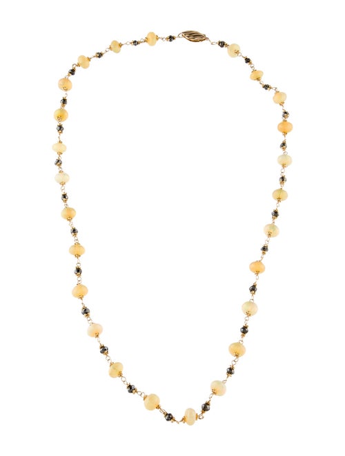 Necklace 14K Opal & Diamond Bead Strand Necklace