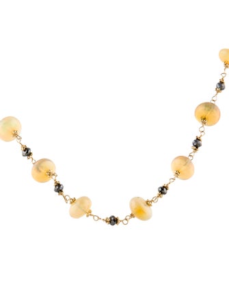 Necklace 14K Diamond & Opal Bead Strand Necklace