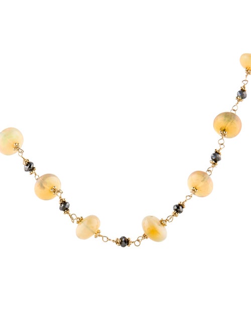 Necklace 14K Diamond & Opal Bead Strand Necklace