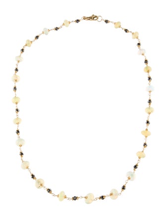 Necklace 14K Diamond & Opal Bead Strand Necklace