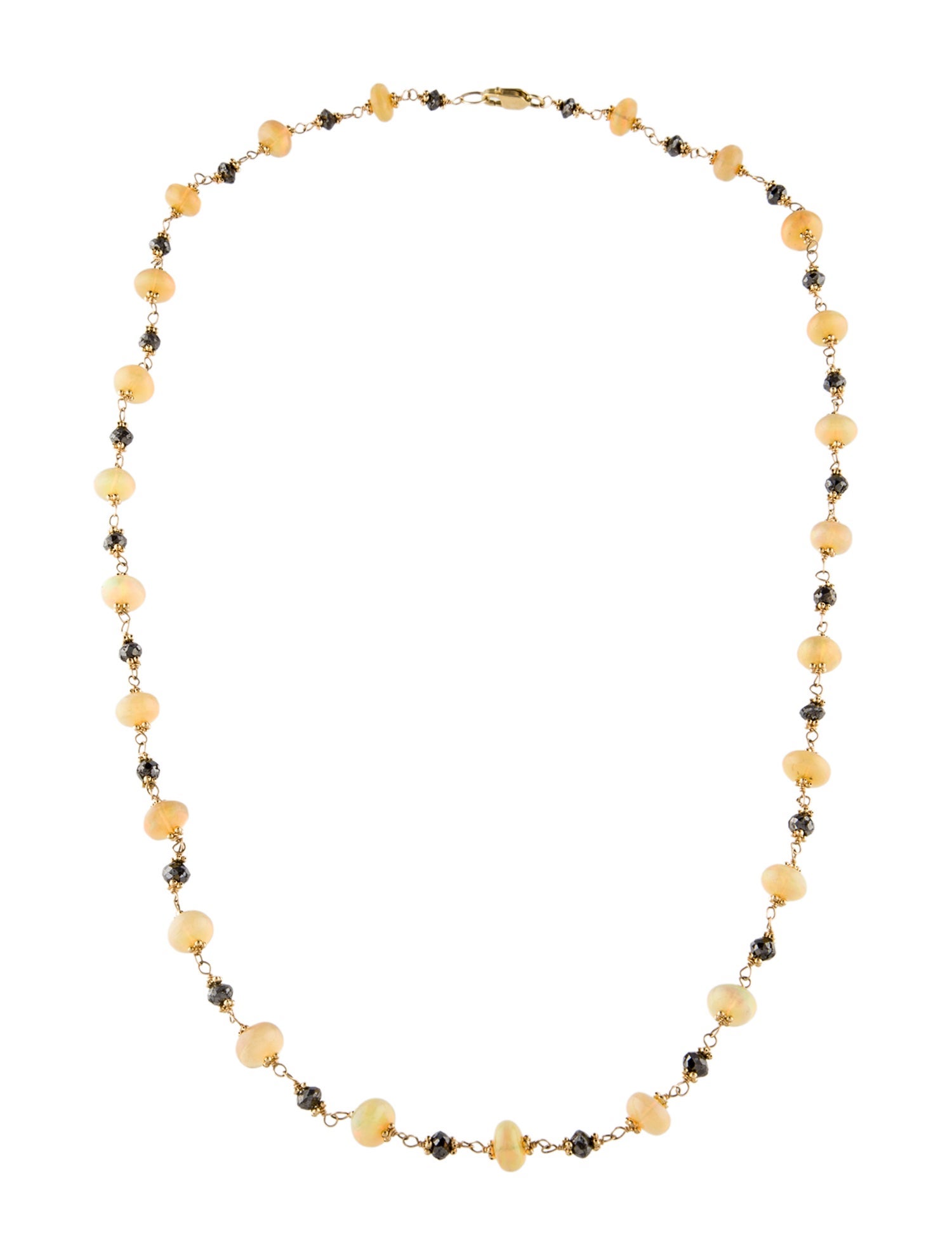 Necklace 14K Opal & Diamond Bead Strand