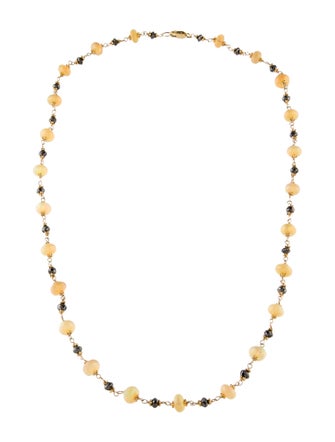 Necklace 14K Opal & Diamond Bead Strand Necklace