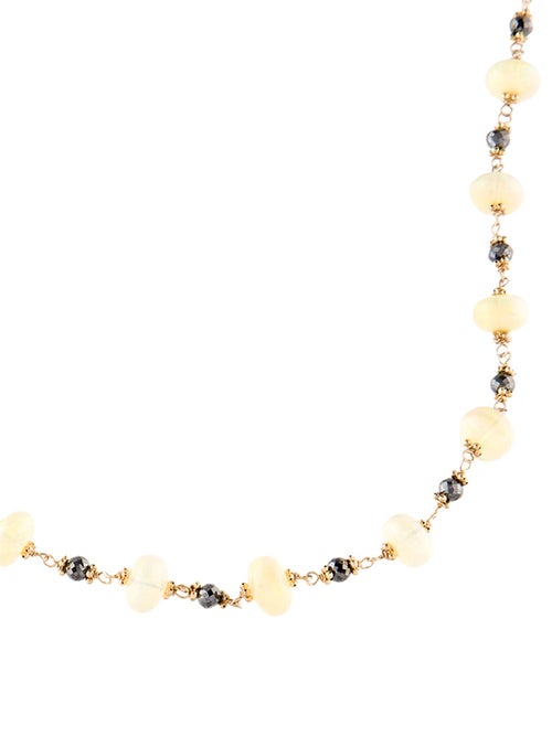 Necklace 14K Opal & Diamond Bead Strand Necklace