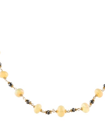 Necklace 14K Diamond & Opal Bead Strand