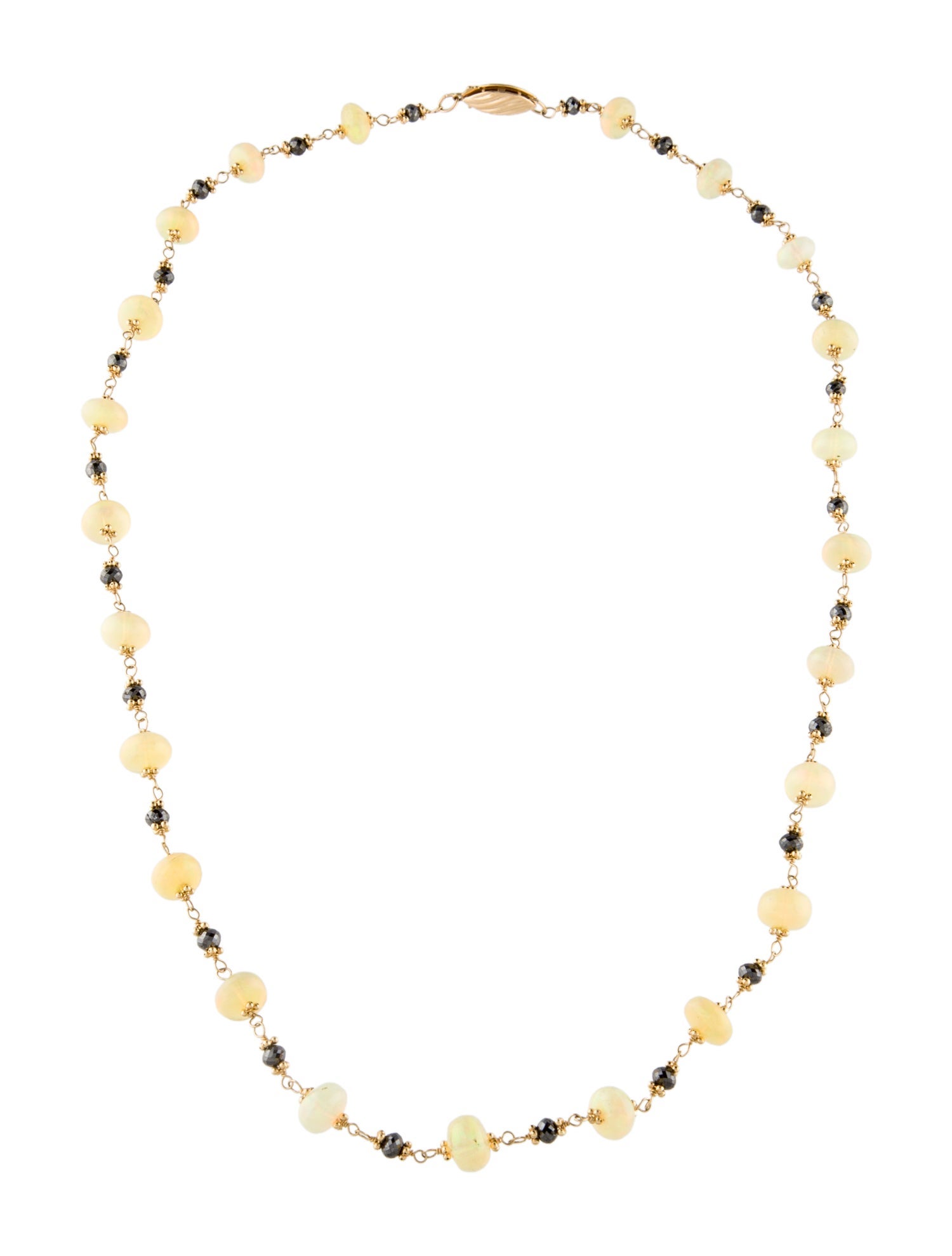 Necklace 14K Opal & Diamond Bead Strand