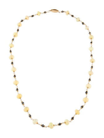 Necklace 14K Opal & Diamond Bead Strand Necklace