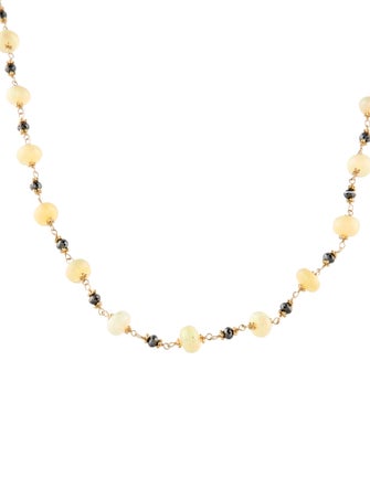 Necklace 14K Opal & Diamond Bead Strand Necklace