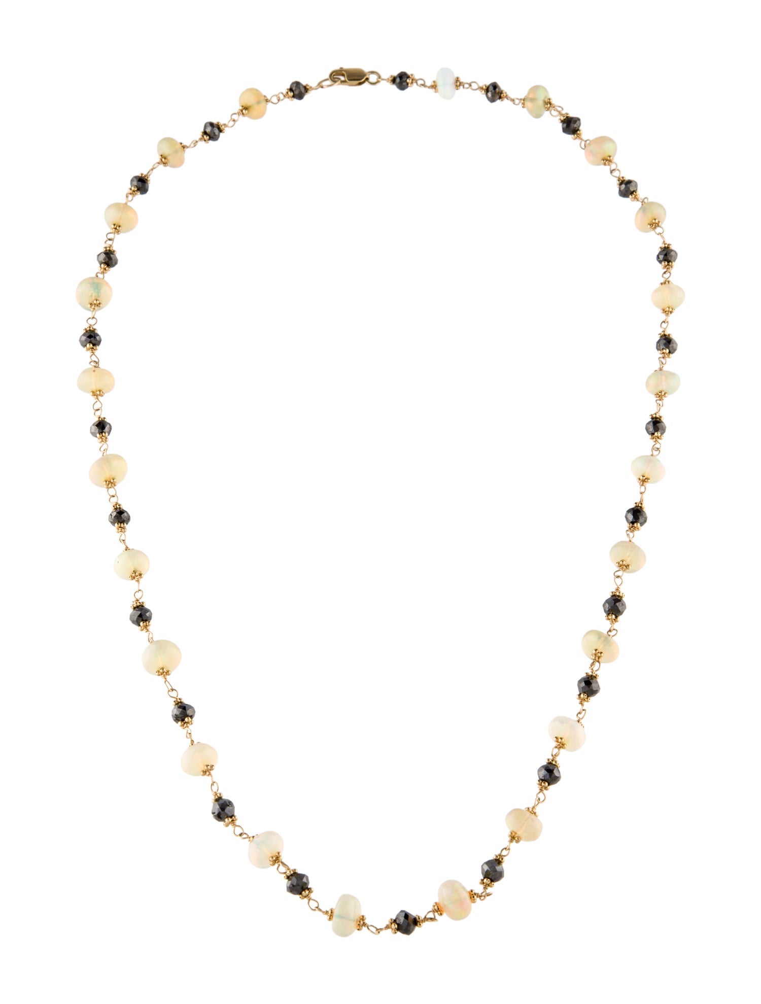 Necklace 14K Diamond & Opal Bead Strand