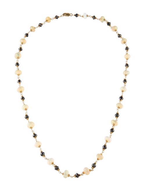 Necklace 14K Diamond & Opal Bead Strand Necklace