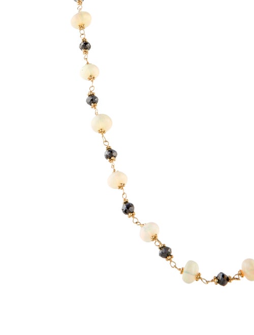 Necklace 14K Diamond & Opal Bead Strand Necklace