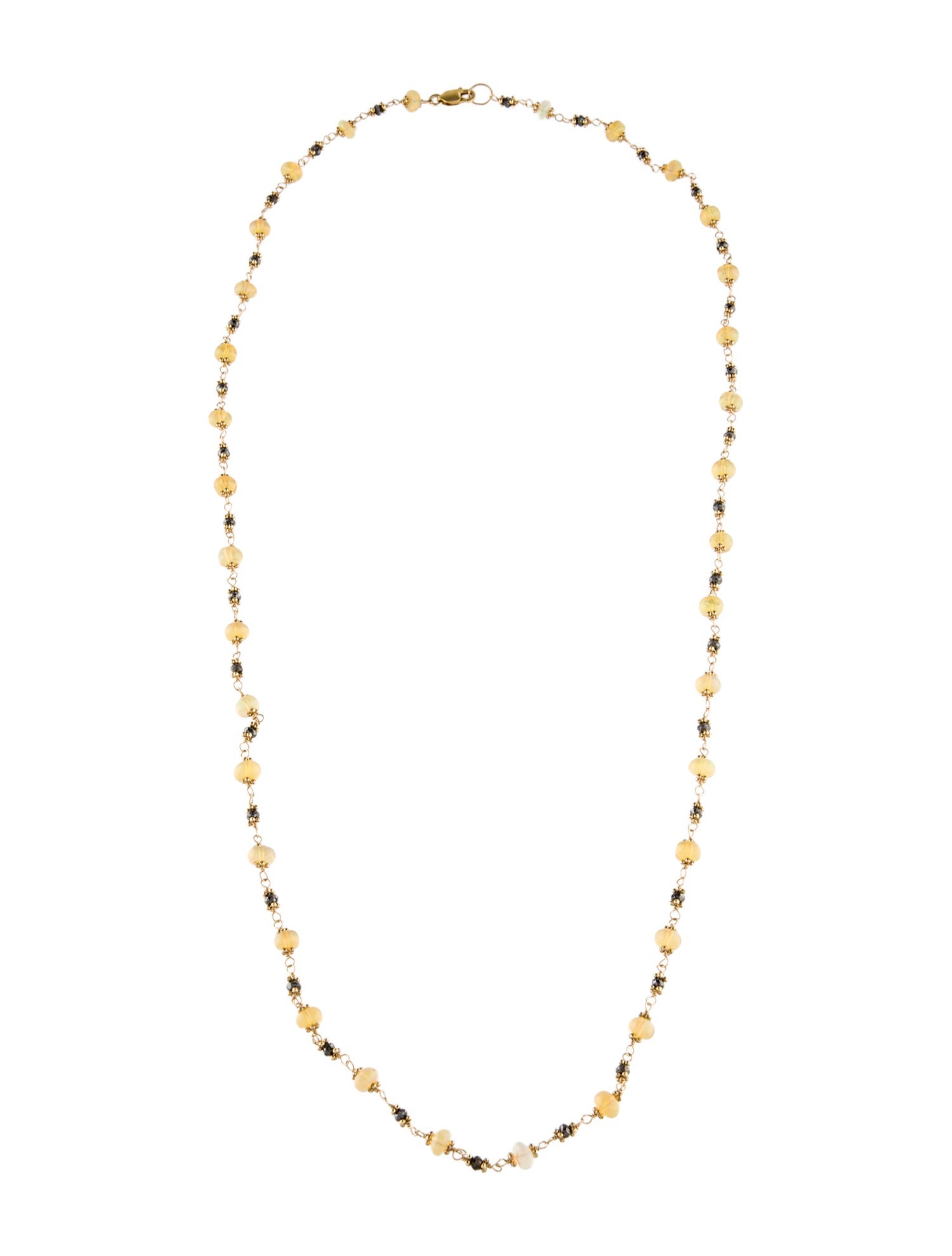 Necklace 14K Diamond & Opal Bead Strand