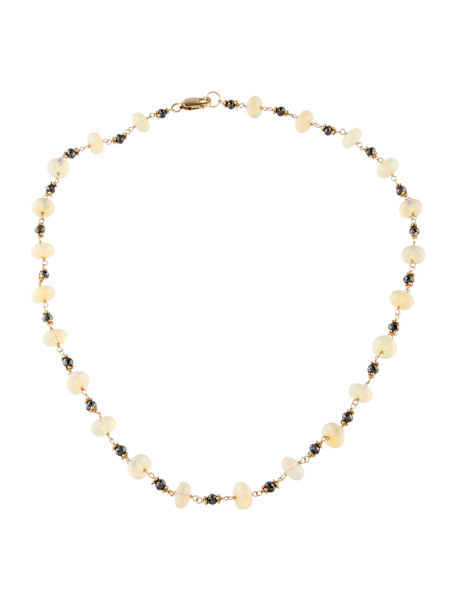 Necklace 14K Diamond & Opal Bead Strand