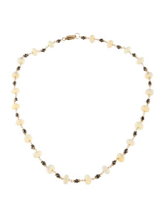 Necklace 14K Diamond & Opal Bead Strand Necklace