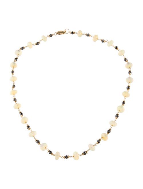 Necklace 14K Diamond & Opal Bead Strand Necklace