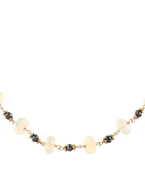 Necklace 14K Diamond & Opal Bead Strand Necklace