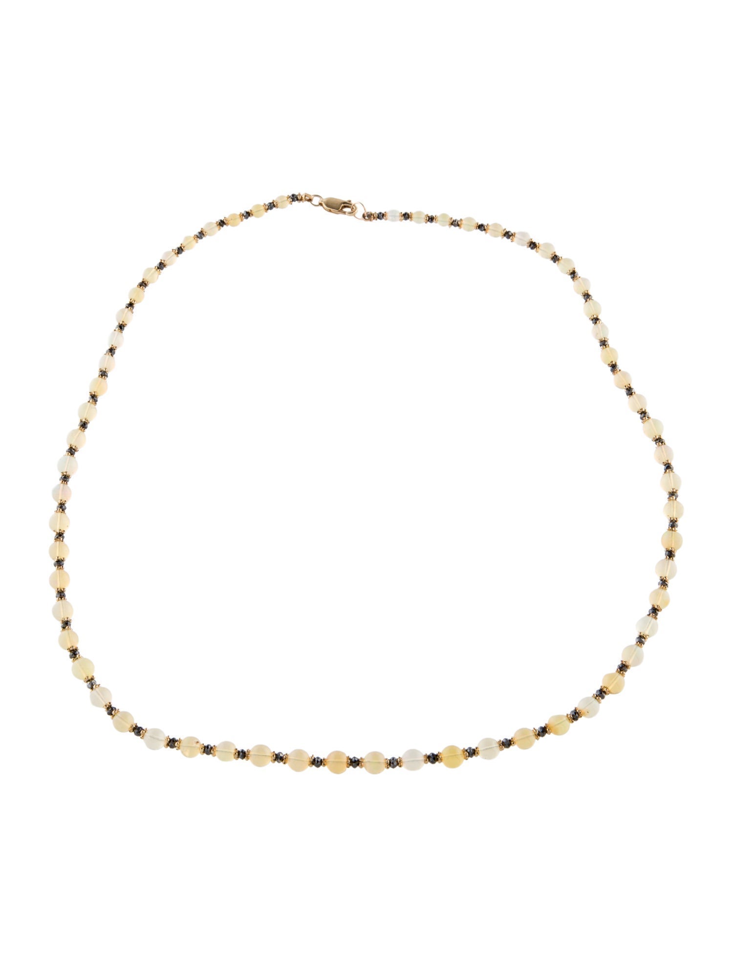 Necklace 14K Diamond & Opal Bead Strand
