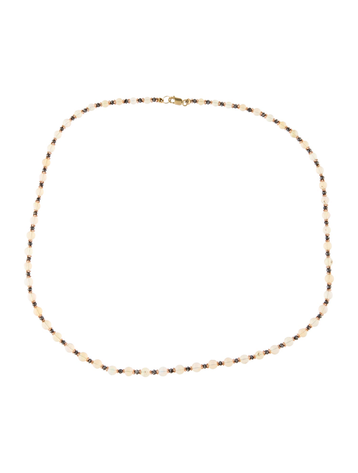 Necklace 14K Opal & Diamond Bead Strand
