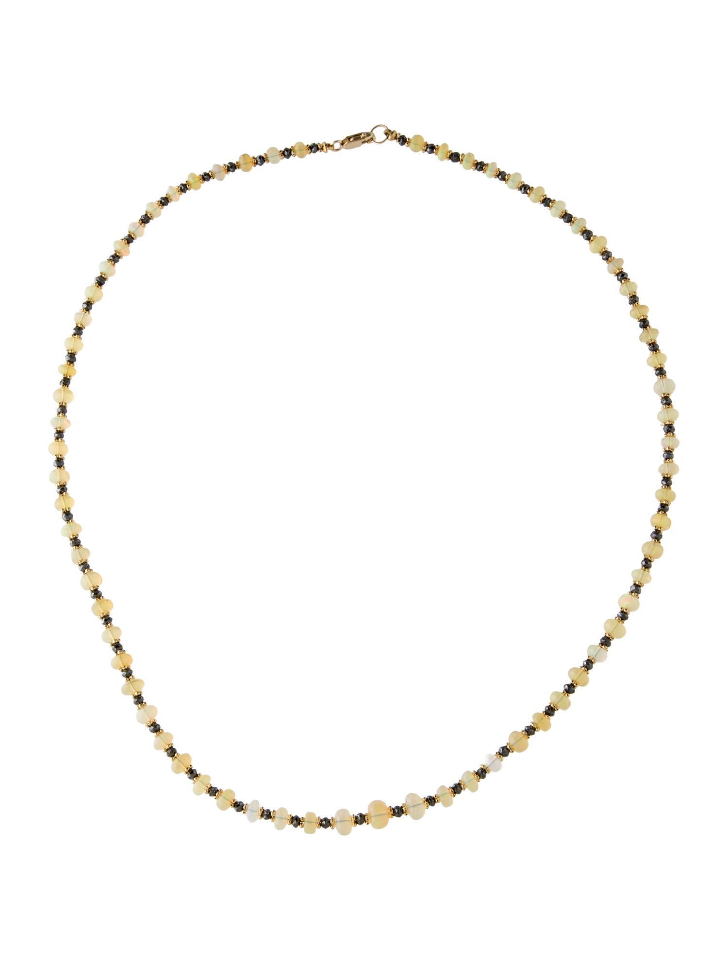 Necklace 14K Opal & Diamond Bead Strand Necklace