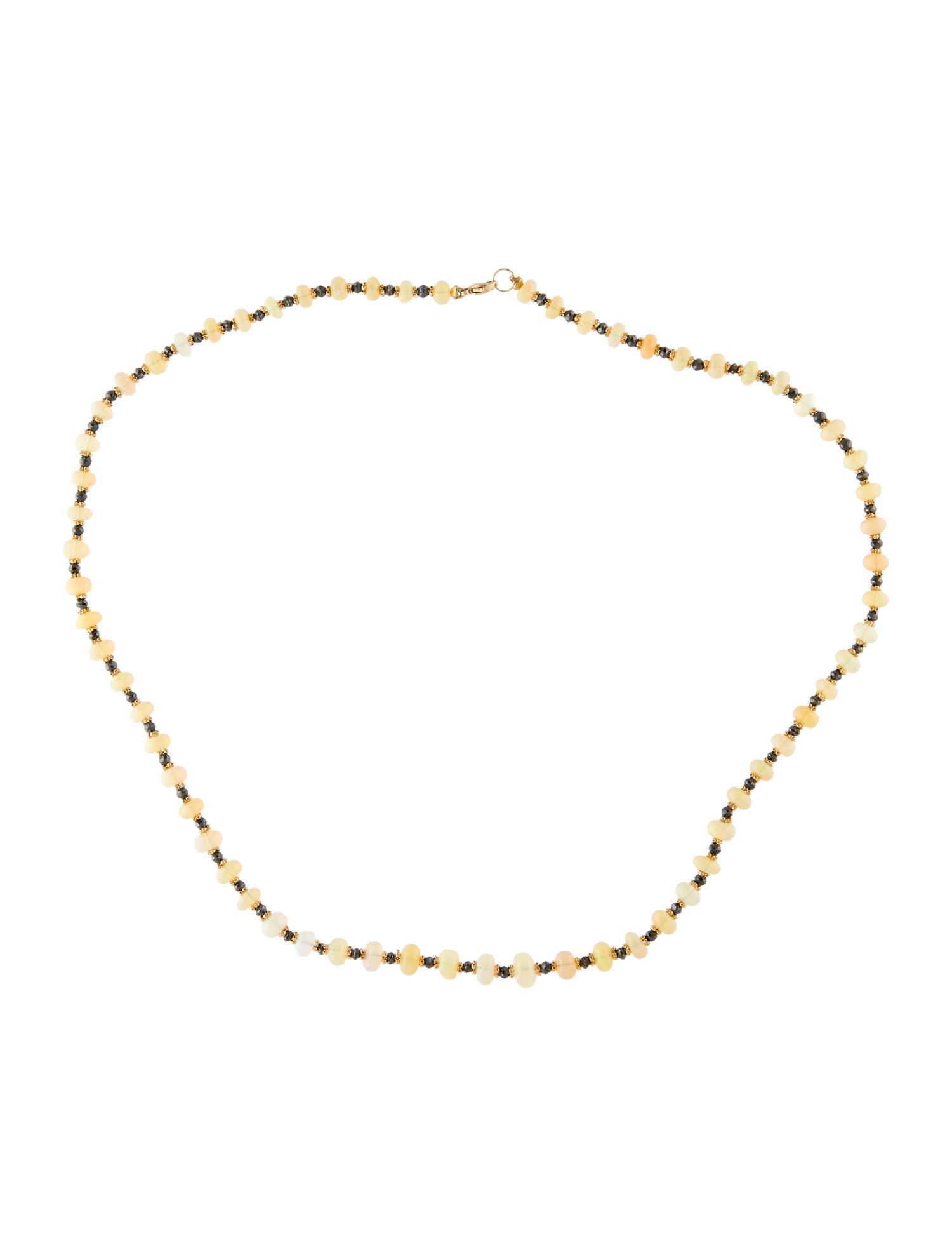 Necklace 14K Opal & Diamond Bead Strand