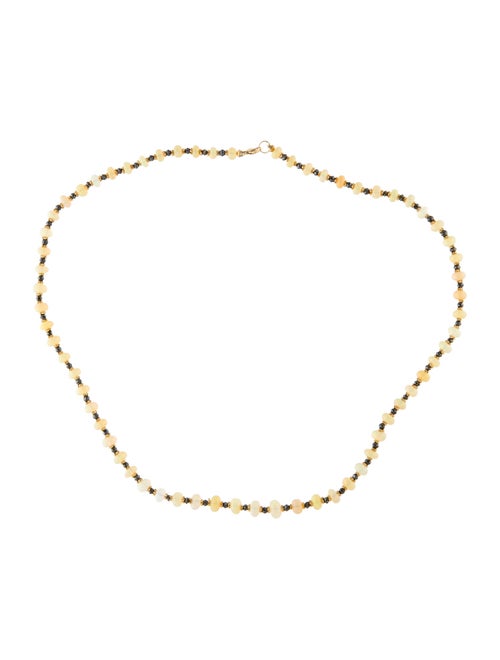 Necklace 14K Opal & Diamond Bead Strand Necklace