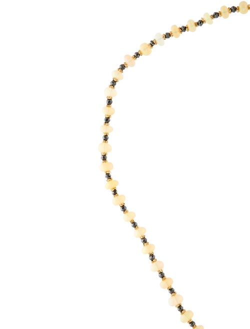Necklace 14K Opal & Diamond Bead Strand Necklace