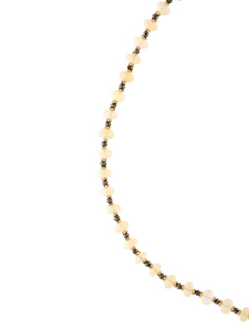 Necklace 14K Opal & Diamond Bead Strand Necklace