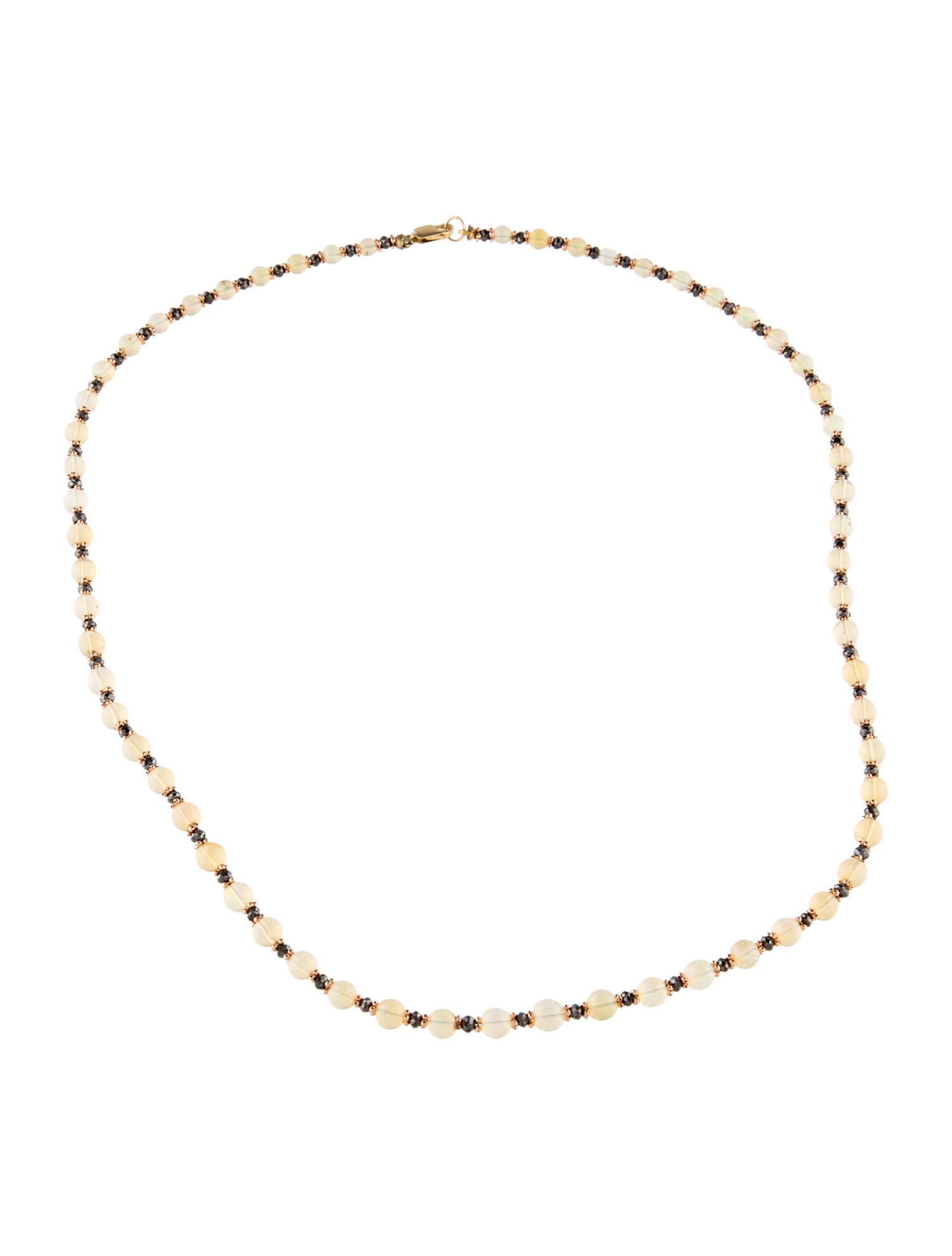 Necklace 14K Opal & Diamond Bead Strand