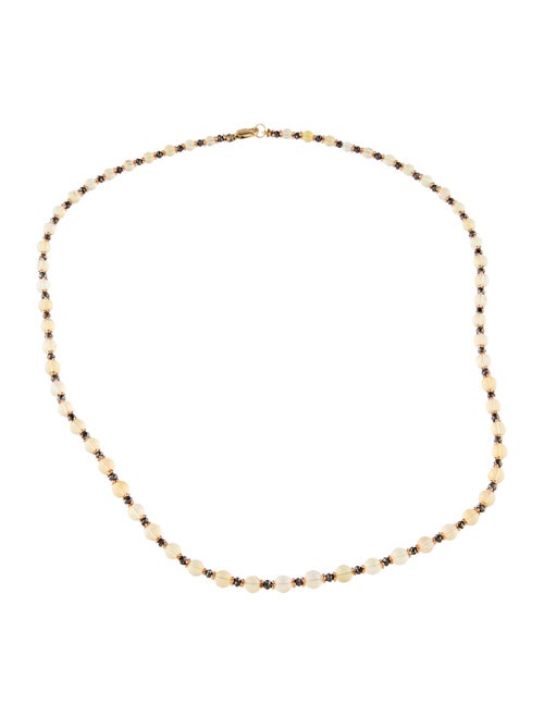 Necklace 14K Opal & Diamond Bead Strand Necklace