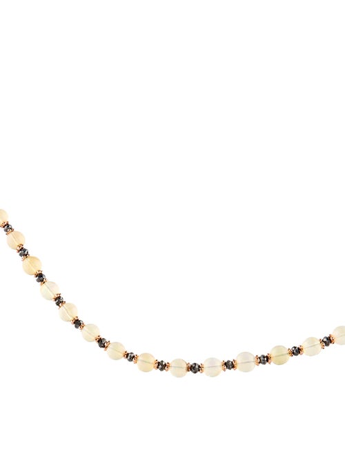 Necklace 14K Opal & Diamond Bead Strand Necklace