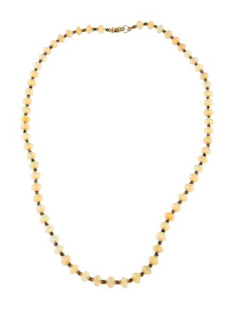Necklace 14K Opal & Diamond Bead Strand Necklace