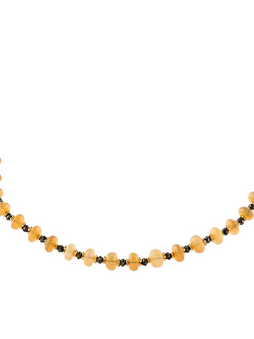 Necklace 14K Opal & Diamond Bead Strand Necklace