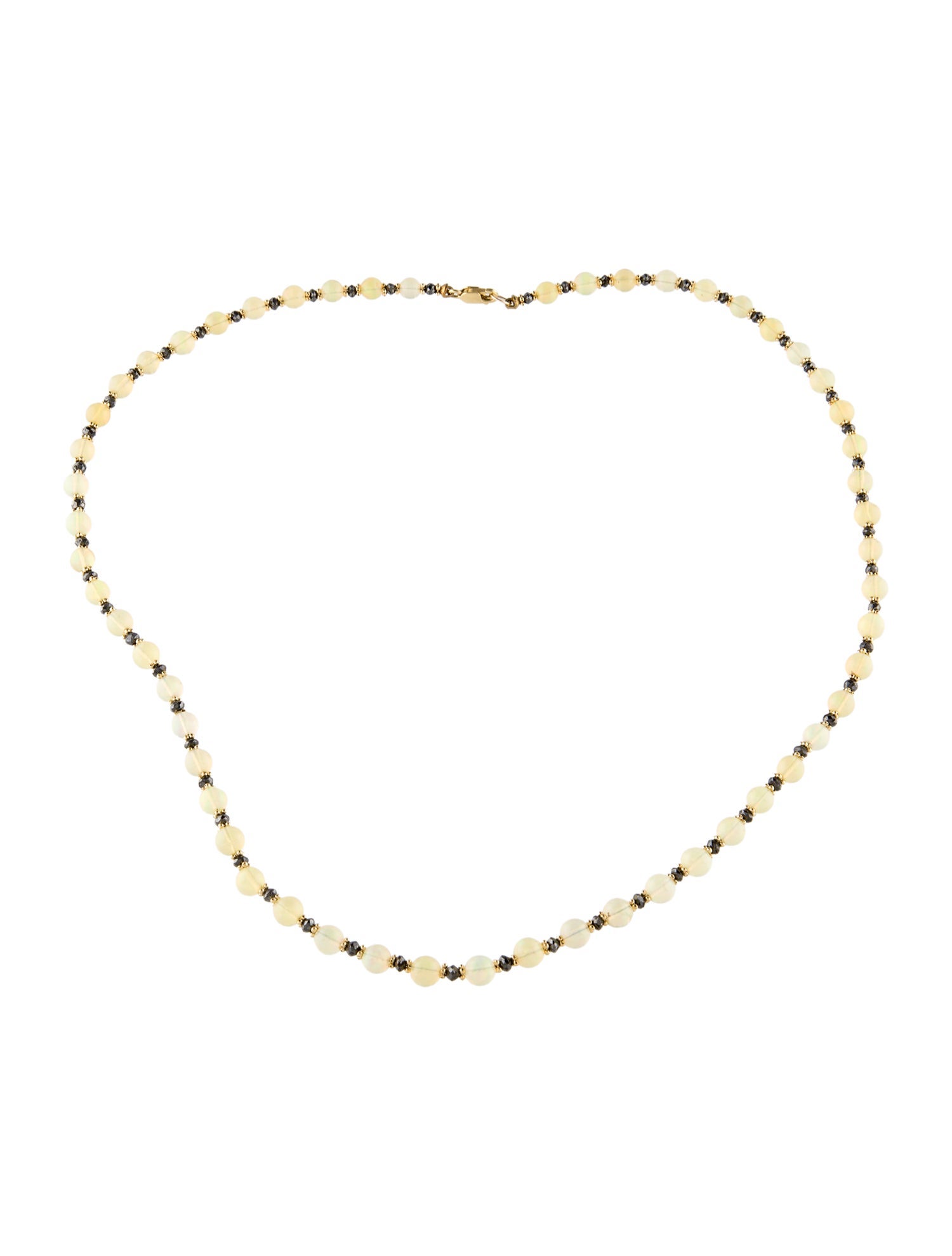 Necklace 14K Opal & Diamond Bead Strand