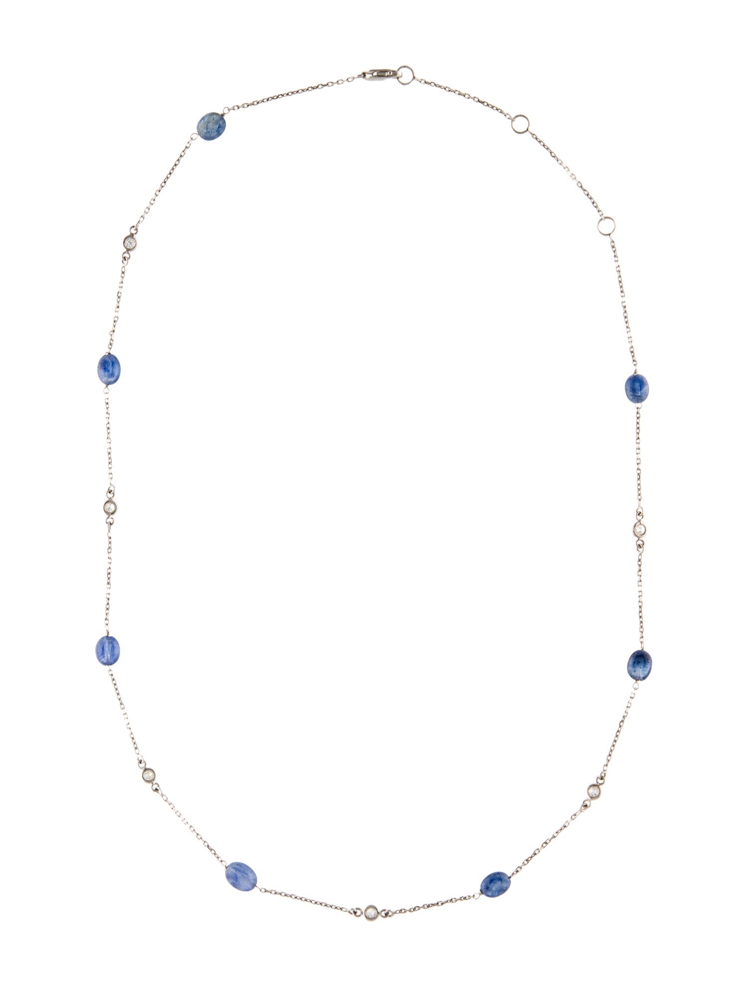 Necklace 14K Diamond & Sapphire Bead Station Necklace