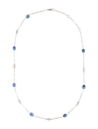 Necklace 14K Diamond & Sapphire Bead Station Necklace