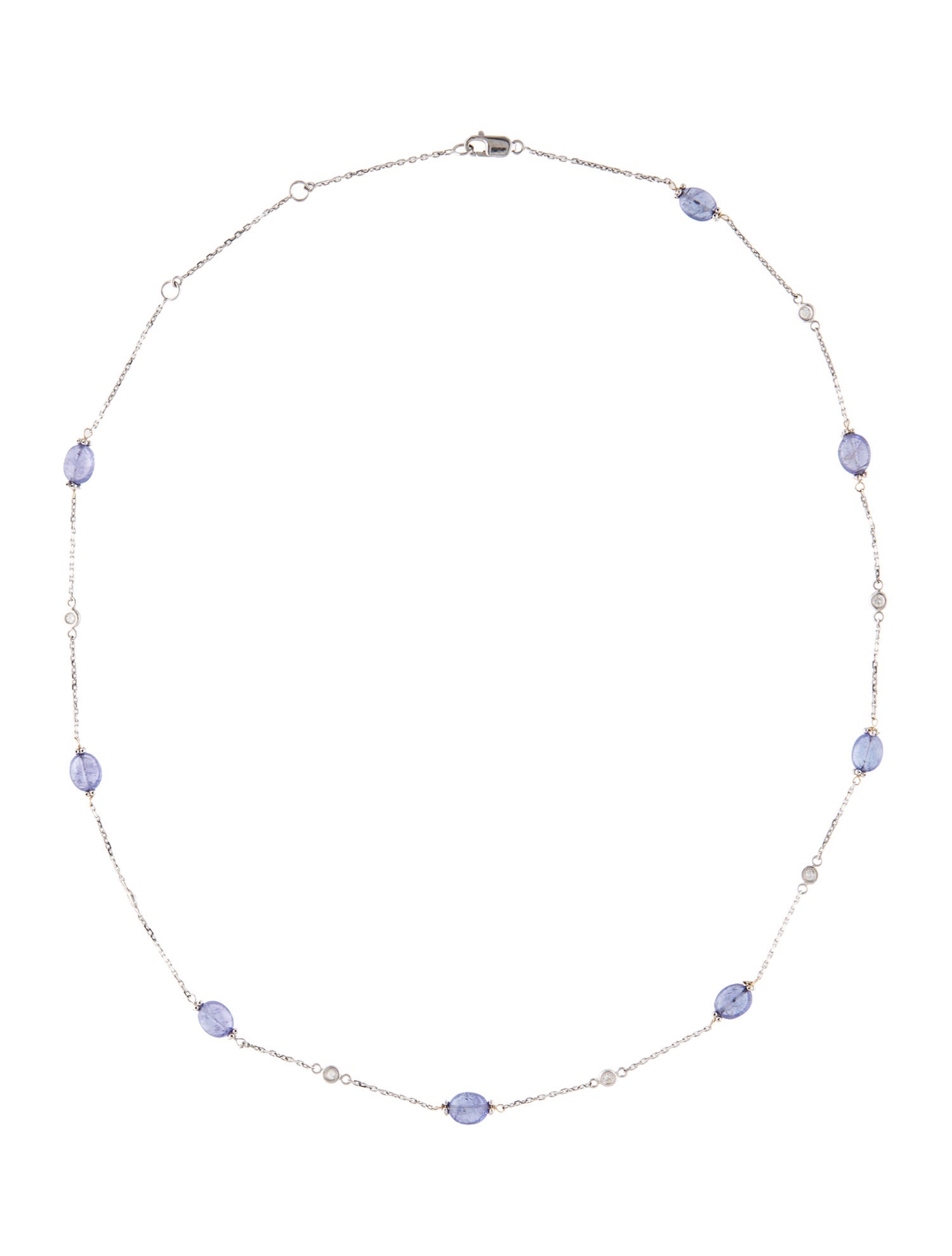 Necklace 14K Diamond & Tanzanite Bead Station Necklace
