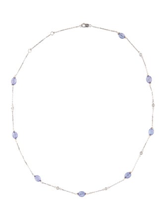 Necklace 14K Diamond & Tanzanite Bead Station Necklace