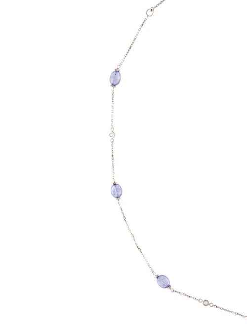 Necklace 14K Diamond & Tanzanite Bead Station Necklace