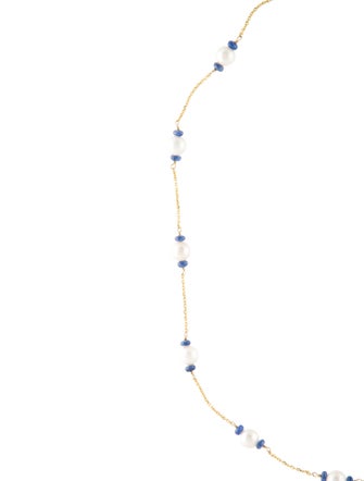 Necklace 14K Pearl & Sapphire Beaded Station Necklace