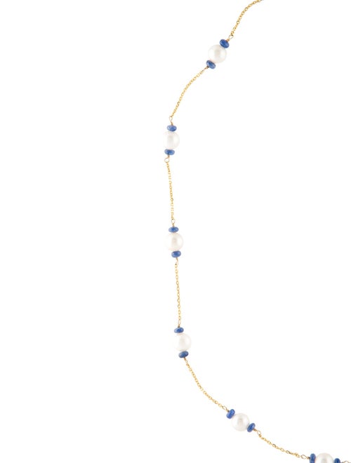 Necklace 14K Pearl & Sapphire Beaded Station Necklace