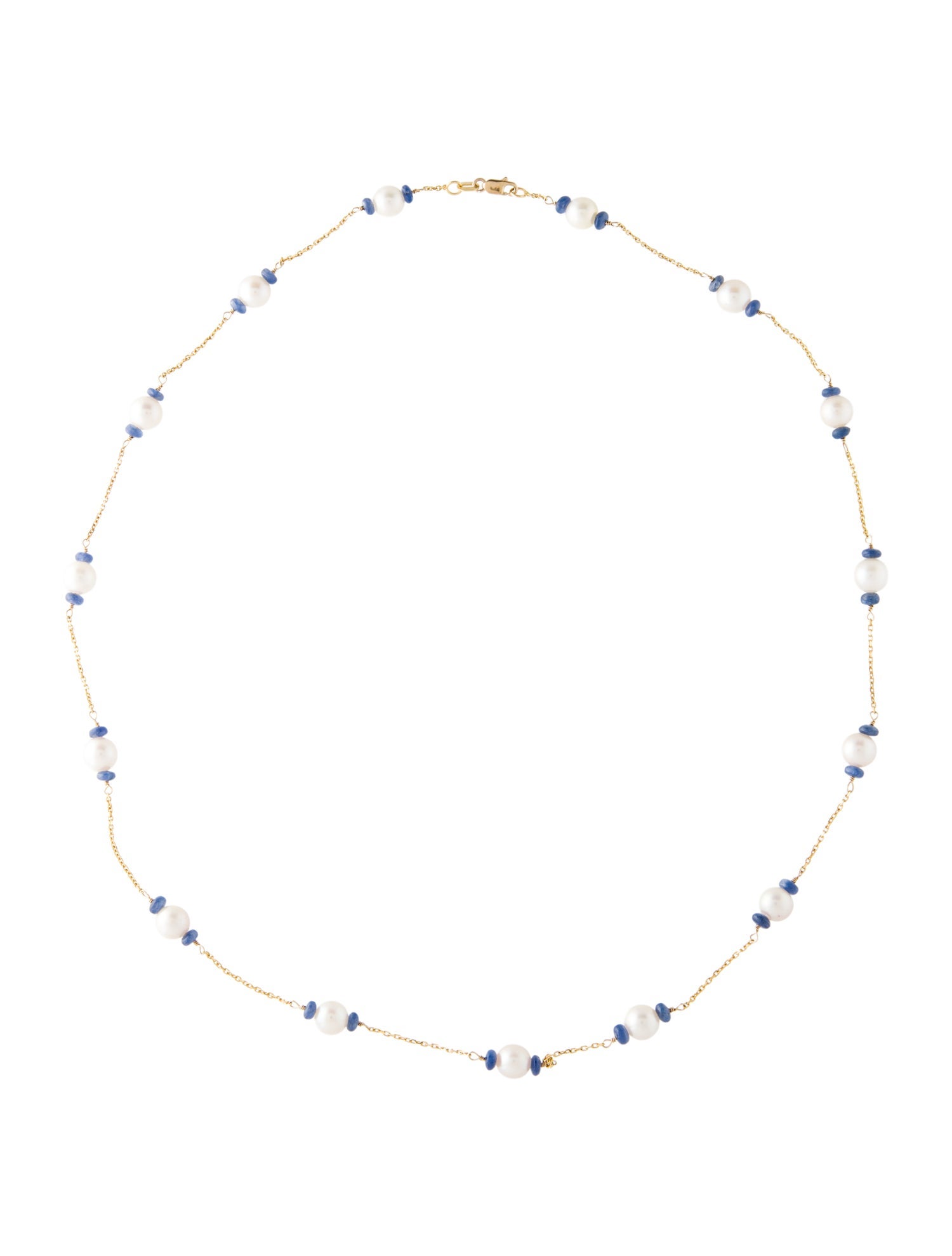 Necklace 14K Pearl & Sapphire Station