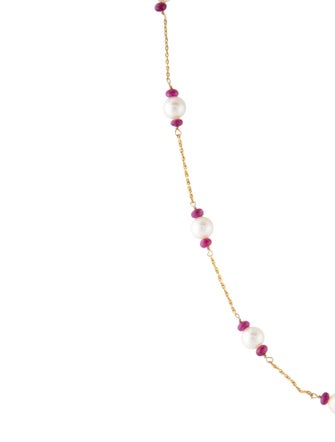 Necklace 14K Pearl & Ruby Station Necklace