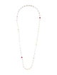 Necklace 14K Pearl & Multistones Bead Long Necklace