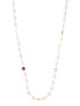 Necklace 14K Pearl & Multistones Bead Long Necklace