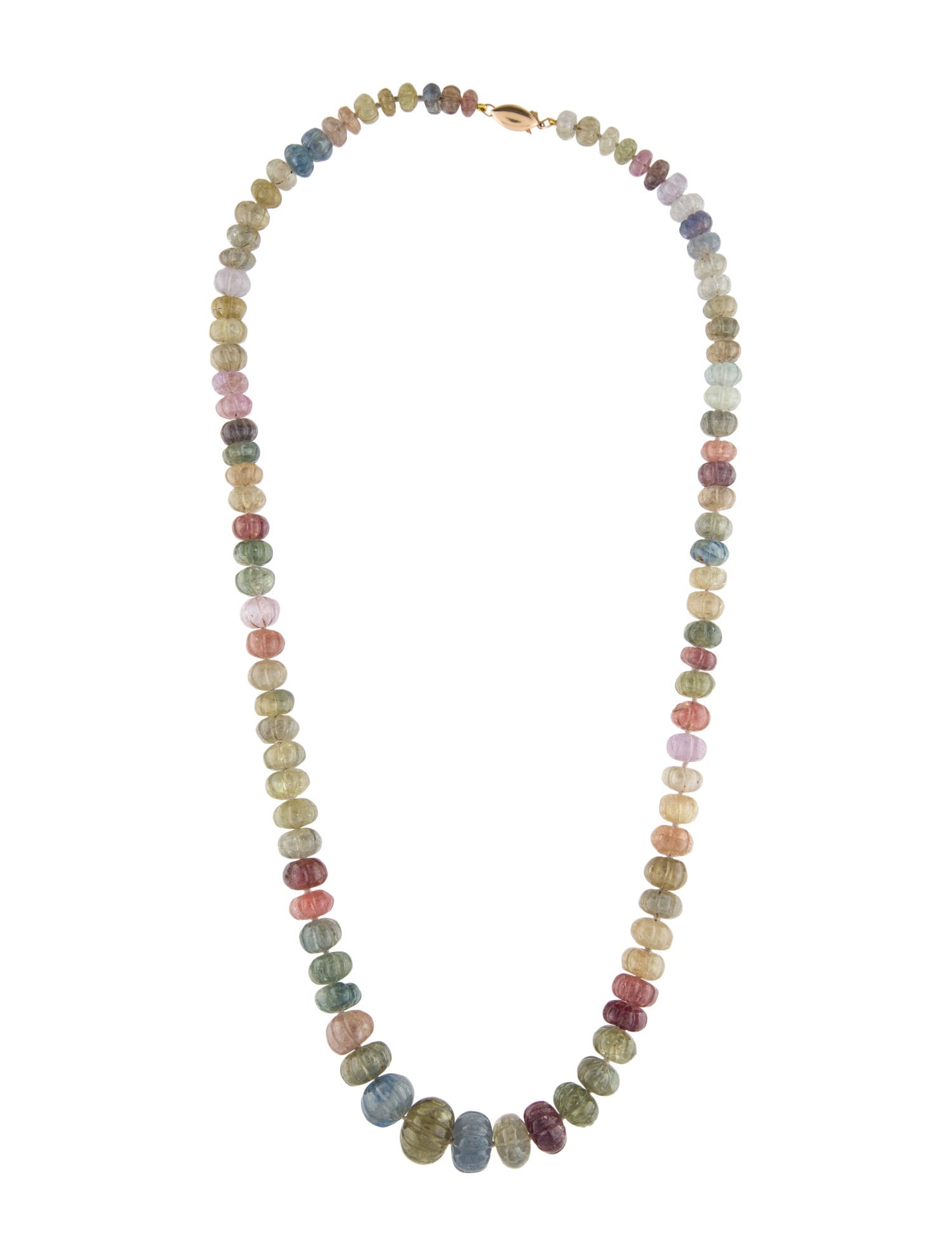 Necklace 14K Sapphire Carved Bead Strand