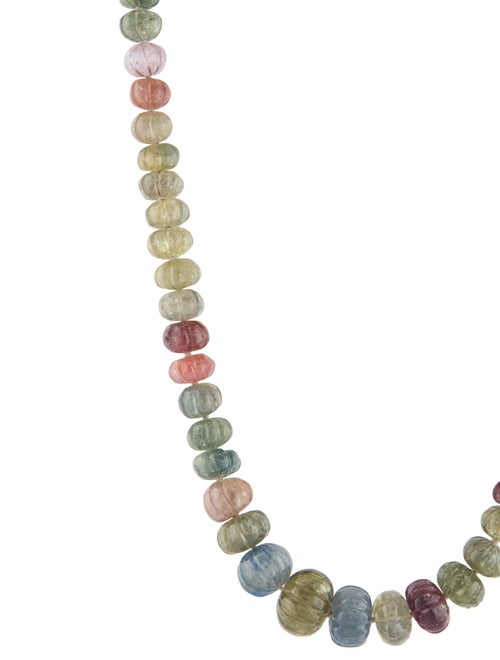 Necklace 14K Sapphire Carved Bead Strand Necklace