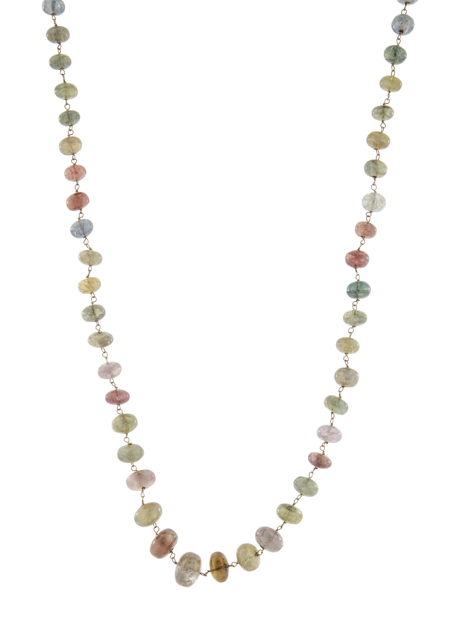 Necklace 14K Sapphire Beaded Long Necklace