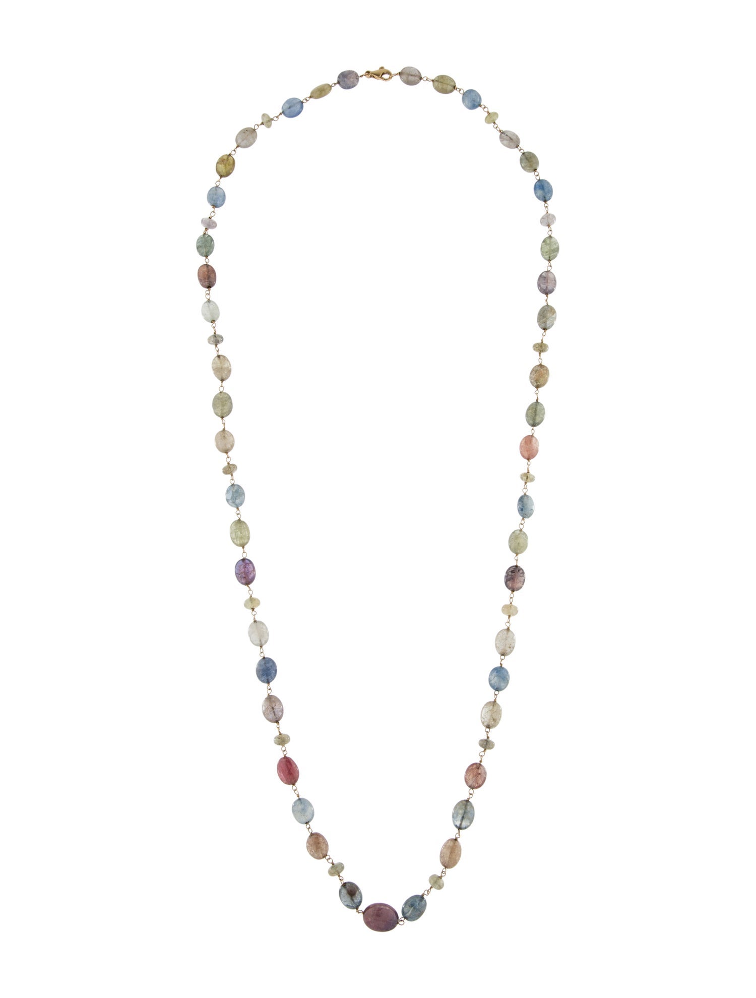 Necklace 14K Sapphire Beaded Long Necklace