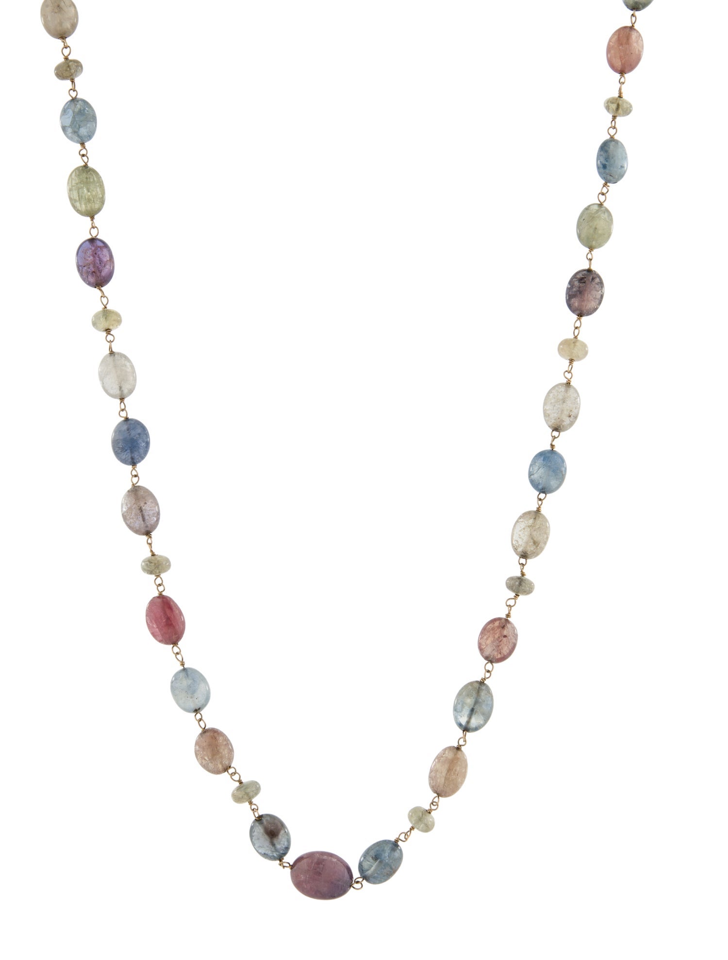 Necklace 14K Sapphire Beaded Long Necklace